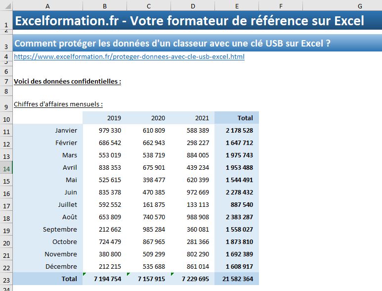 Excel formation - 3 - Protéger des données avec une clé USB - 04