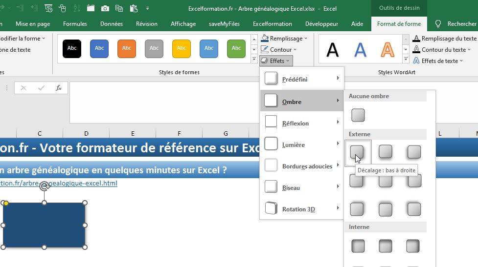 Excel formation - arbre généalogique - 03