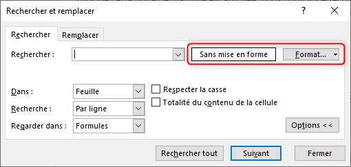 Excel formation - recherche selon format - 02