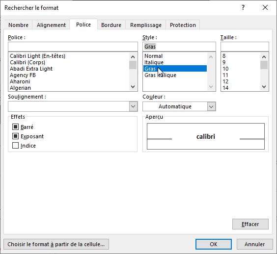 Excel formation - recherche selon format - 03