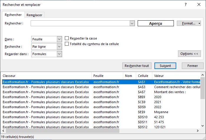 Excel formation - recherche selon format - 04