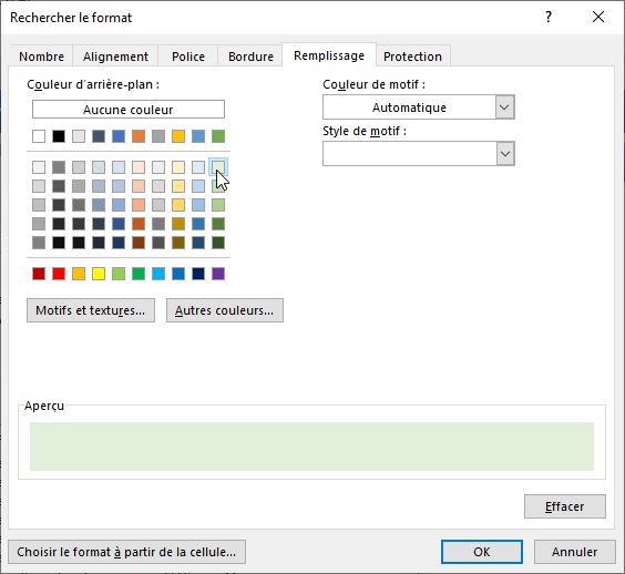 Excel formation - recherche selon format - 05