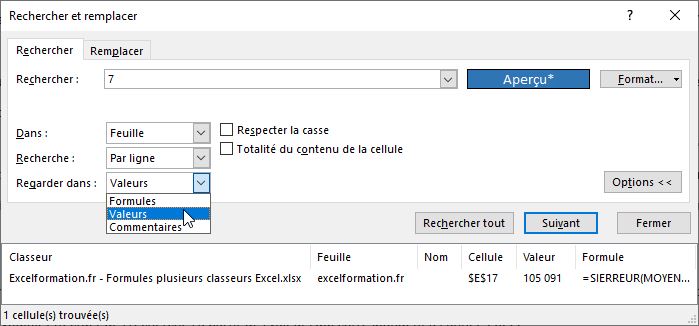 Excel formation - recherche selon format - 10