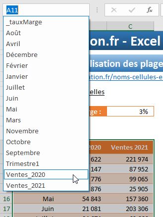 Excel formation - les noms de cellules - 10