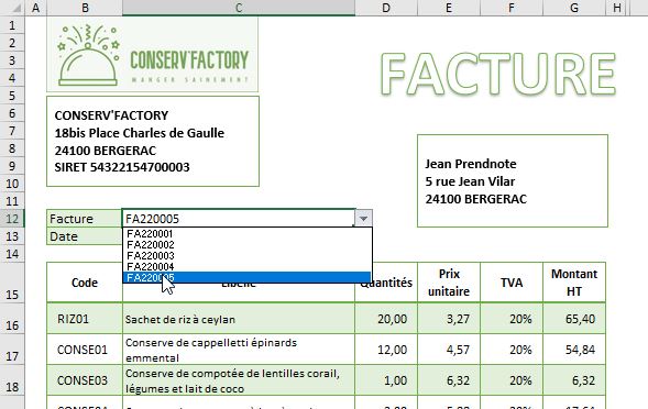 Excel formation - Facturation - 04