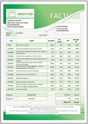 Excel formation - Facturation - 03