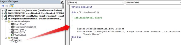 Excel formation - TCD Détails sur la source - 07