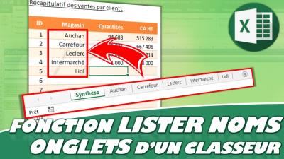 Quelle fonction permet de lister le nom des feuilles de calcul Excel sans VBA ?