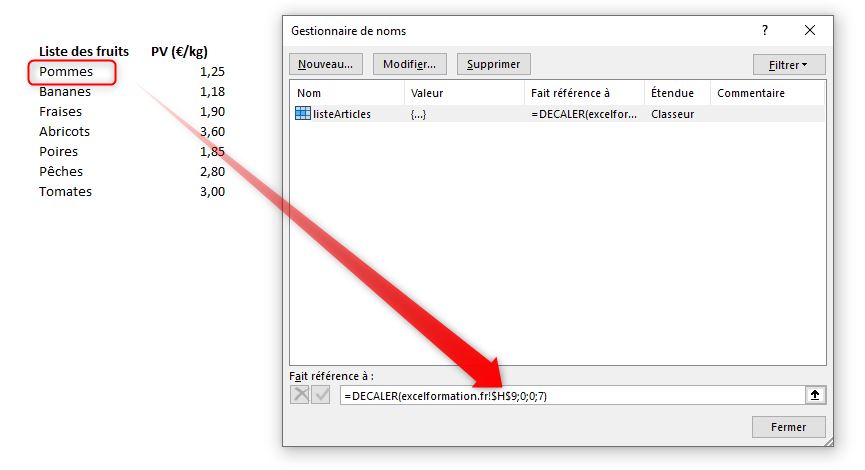 Excel formation - les noms de cellules - 09