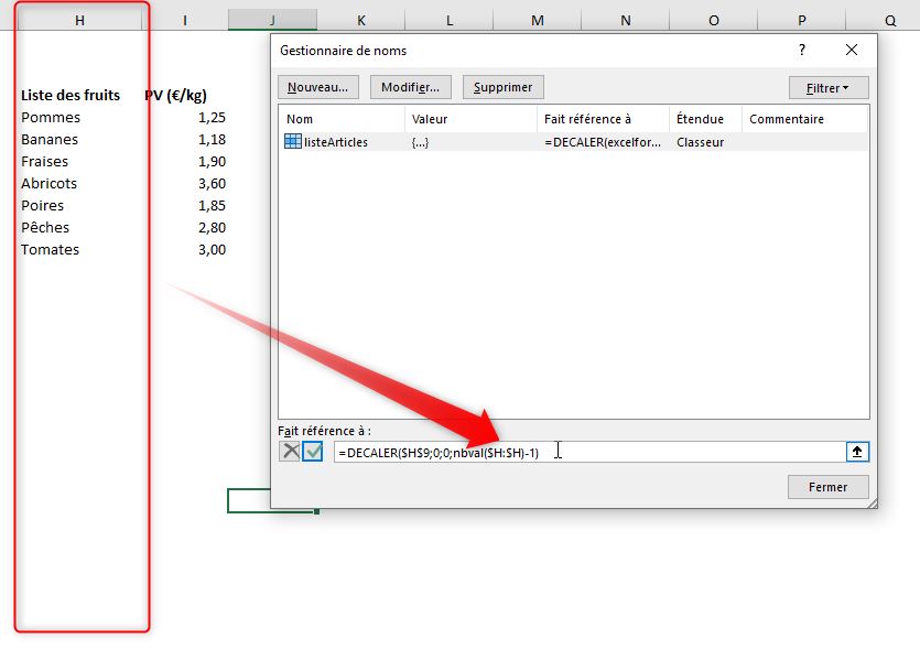 Excel formation - les noms de cellules - 11