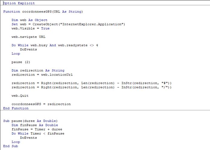 Excel formation - convertir adresse postale en coordonnées gps - 02