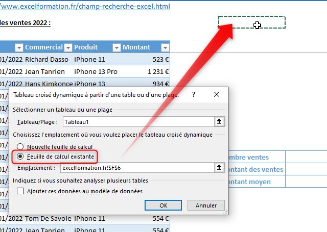 Excel formation - liste de recherche - 02