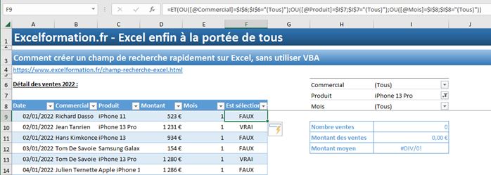 Excel formation - liste de recherche - 14