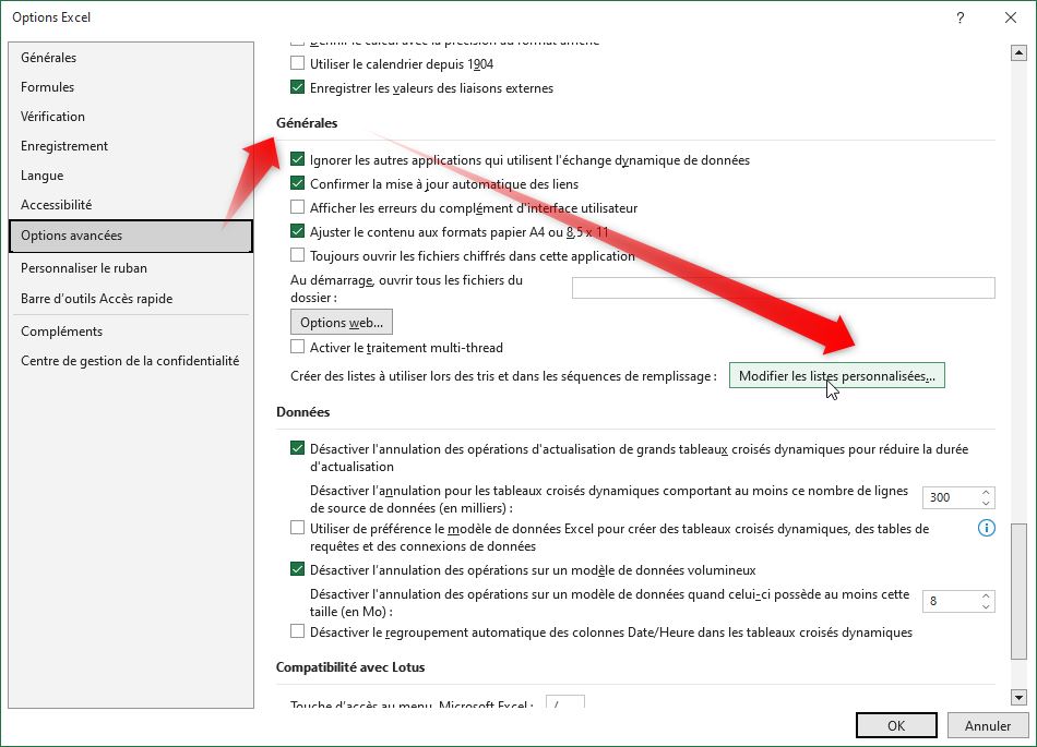 Excel formation - liste personnalisées - 03