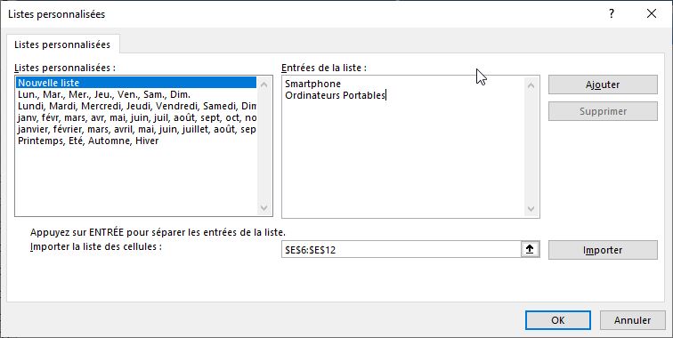 Excel formation - liste personnalisées - 05