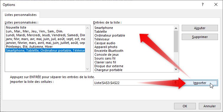Excel formation - liste personnalisées - 06