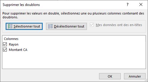 Excel formation - supprimer doublons - 07