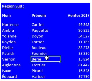 Excel formation - surligner lignes et colonnes - 04