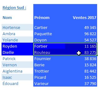 Excel formation - surligner lignes et colonnes - 07