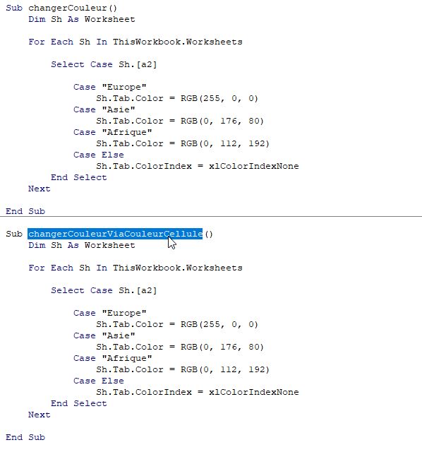 Excel formation - couleur onglet - 06