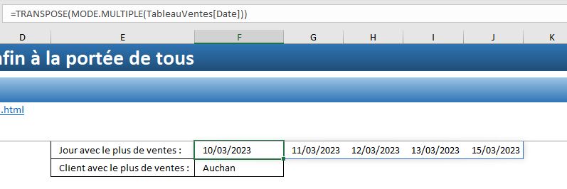 Excel formation - valeur la plus courante - 07