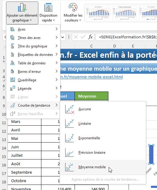 Excel formation - moyenne mobile - 07