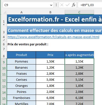 Excel formation - multiplier colonne - 02