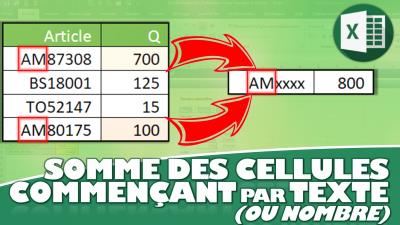 Comment calculer une somme en fonction de critères partiels (début, milieu ou fin de cellule) Excel ?