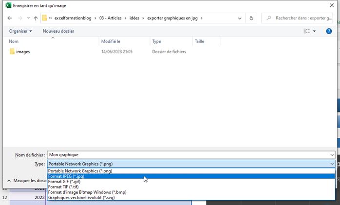 Excel formation - exporter graphiques en jpg - 02