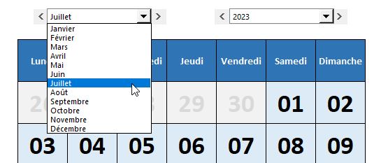 Excel formation - calendrier excel - 01