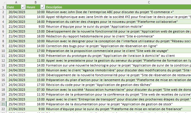 Excel formation - calendrier excel - 03