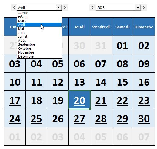 Excel formation - calendrier excel - 09