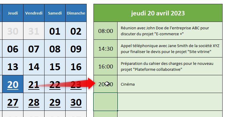 Excel formation - calendrier excel - 10