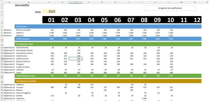 Excel formation - Budget Familiale - 04