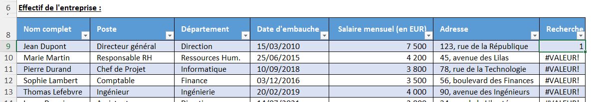 Excel formation - recherche en temps réel - 08