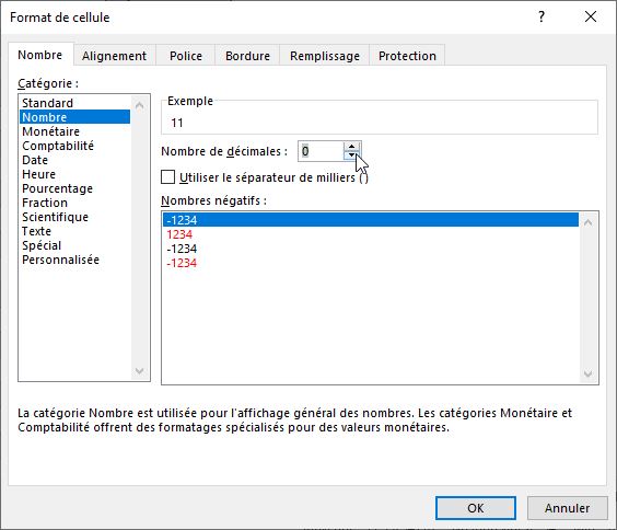 Excel formation - supprimer chiffres derrière virgule dans Excel - 03