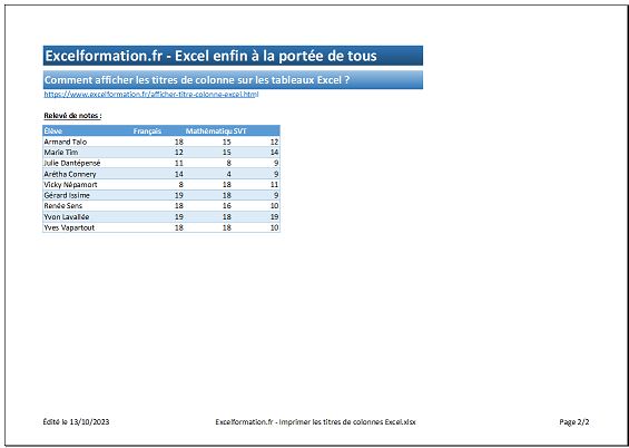 Excel formation - imprimer titre sur toutes les feuilles - 08