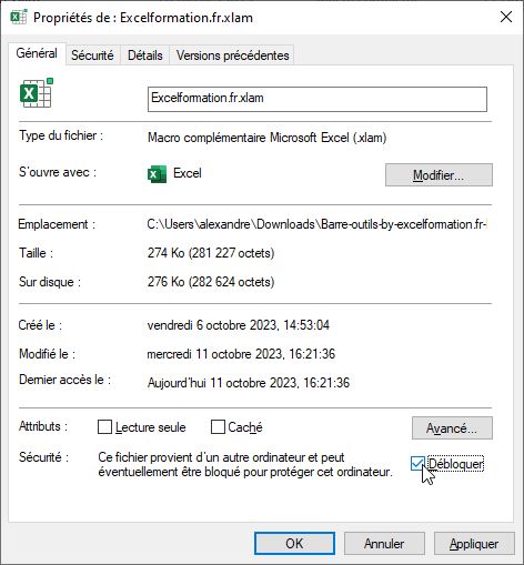 Excel formation - installer complément excel - 03