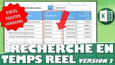 Comment effectuer une recherche en temps réel sur une base Excel, sans VBA ?