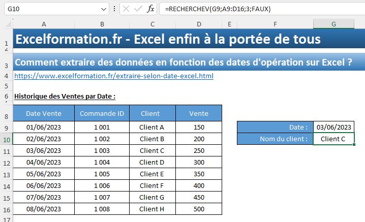 Excel formation - rechercher des dates - 02