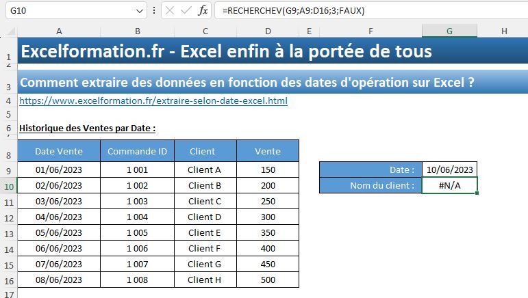Excel formation - rechercher des dates - 03