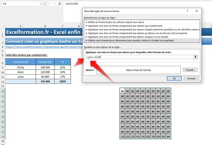 Excel formation - Graphique Gauffre - 11