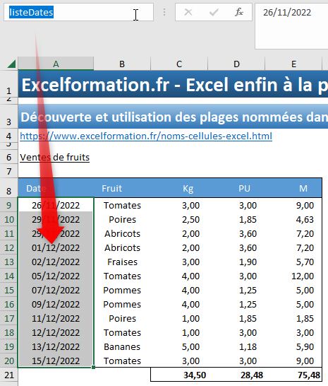 Excel formation - les noms de cellules - 01