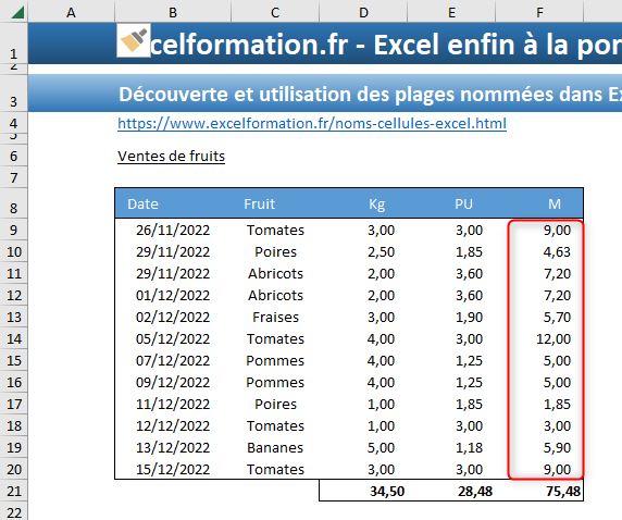 Excel formation - les noms de cellules - 03