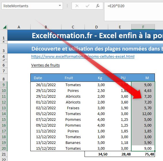 Excel formation - les noms de cellules - 04