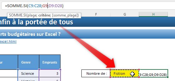 Excel formation - La fonction SOMME.SI avec des textes - 05