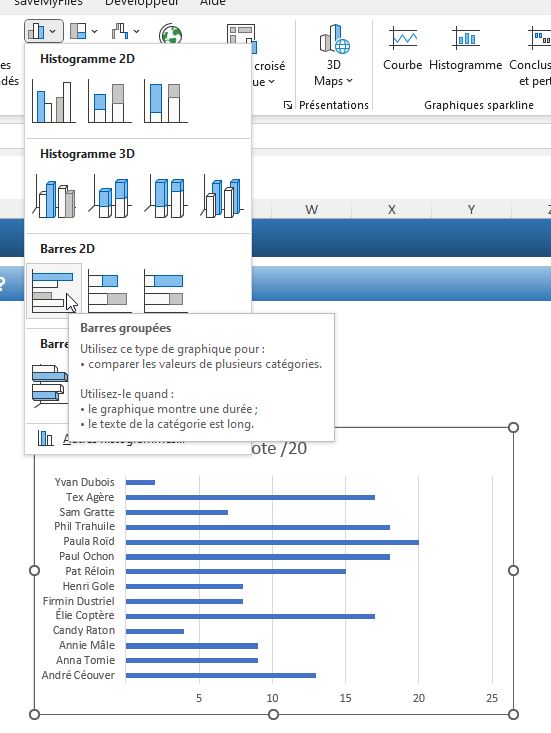 Excel formation - personnaliser la couleur d'un graphique - 02