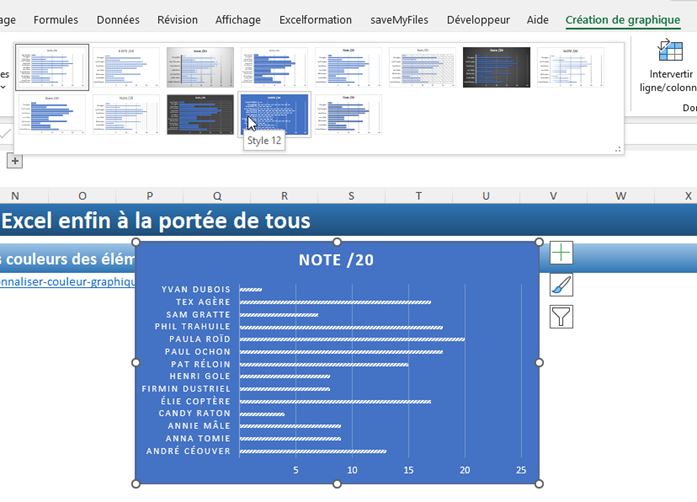 Excel formation - personnaliser la couleur d'un graphique - 03