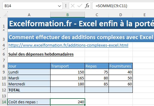 Excel formation - SOMME - 02