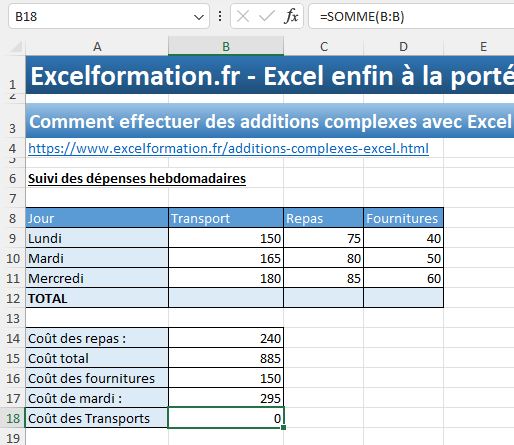 Excel formation - SOMME - 07